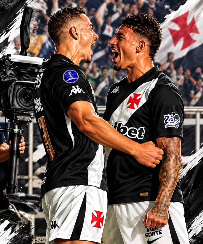 Bruno Duarte comemora seu primeiro gol com a camisa do vasco